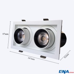 Đèn LED âm trần chỉnh hướng đôi 2x7W 3 chế độ mẫu DCG