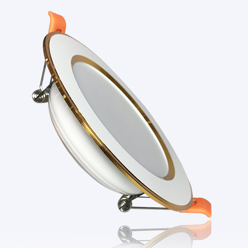 Đèn LED âm trần Downlight 9W phi90 3 chế độ mẫu DTF viền Vàng thumb