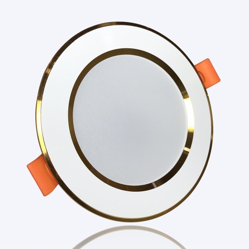 Đèn LED âm trần Downlight 7W phi90 3 chế độ mẫu DTF viền Vàng thumb
