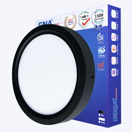 Đèn ốp trần tròn Dimmer 9W Trắng, Vàng, Trung tính vỏ đen mẫu OTF
