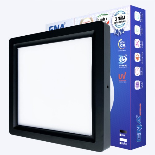 Đèn ốp trần vuông Dimmer 24W Trắng, Vàng, Trung tính vỏ đen mẫu OVF