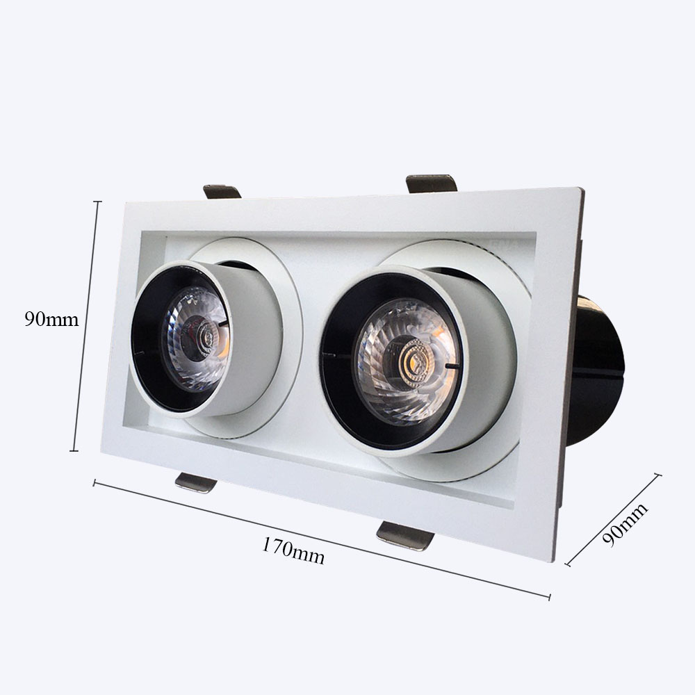 Đèn LED âm trần chỉnh hướng Dimmer đôi 2x18W mẫu DCG